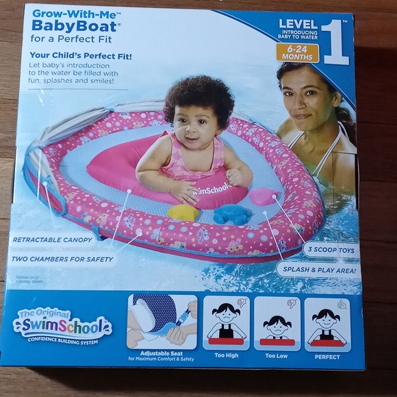NEW SWIMSCHOOL GROW-WITH-ME BABY BOAT POOL FLOAT RAFT TOY 6-24mo LEVEL 1 - Picture 2 of 2